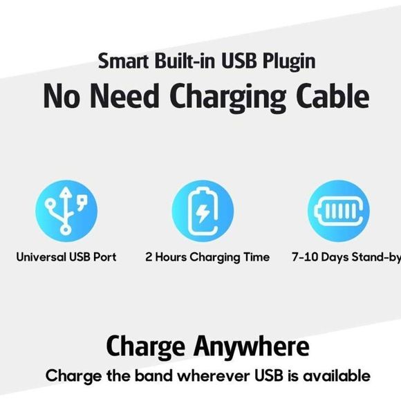 ZURURU Black Fitness Tracker - 1" Depth, 2" Height, 9" Length - Picture 4 of 10